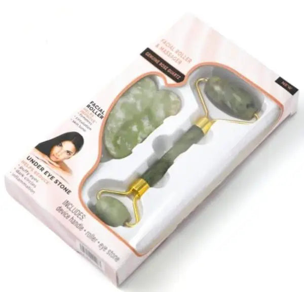 Flawless Jade Roller With Guasha (marble Stone) Stimulates Healthier Skin Malak Express