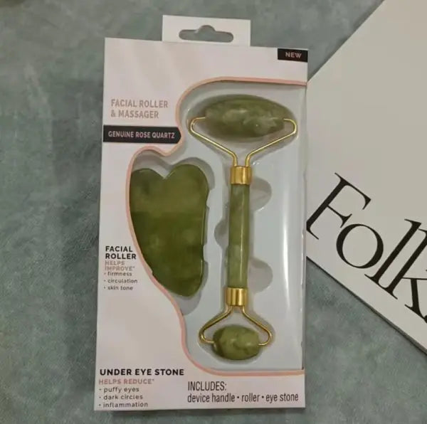 Flawless Jade Roller With Guasha (marble Stone) Stimulates Healthier Skin Malak Express