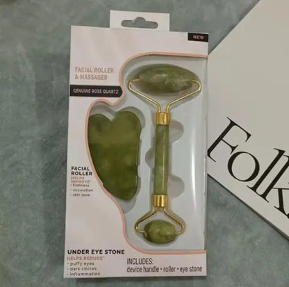 Flawless Jade Roller With Guasha (marble Stone) Stimulates Healthier Skin Malak Express