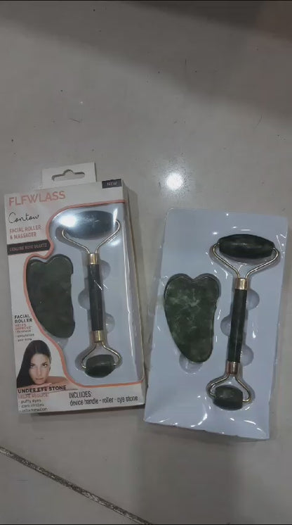 Flawless Jade Roller With Guasha (marble Stone) Stimulates Healthier Skin